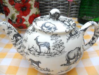 Two Cup Teapot In Black Safari Design, 9 of 9