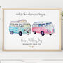 Personalised Mr And Mrs Camper Vans Wedding Print, thumbnail 3 of 9
