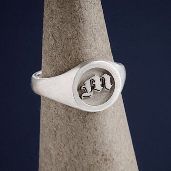 Gothic Initial Silver Signet Ring, 2 of 11