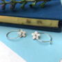 Thank You Teacher Sterling Silver Mini Textured Flower Hoop Earrings, thumbnail 9 of 12