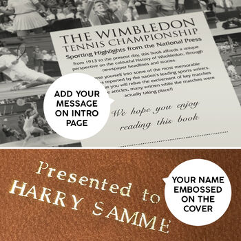 Wimbledon Tennis Personalised Gift Newspaper Book, 6 of 12