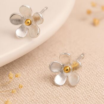 Sterling Silver Forget Me Not Flower Stud Earrings, 2 of 11