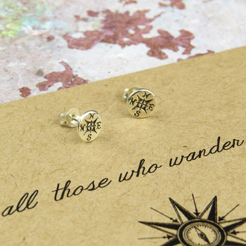 'Not All Who Wander…'Compass Earrings, 2 of 3