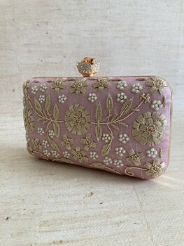 Dark Pink Handcrafted Rectangular Clutch Bag, 5 of 10