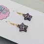 Sparkly Small Star Glitter Christmas Earrings Blue And Red, thumbnail 4 of 8