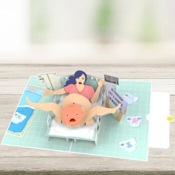 Birthing Mum 3D Pop Up Funny Baby Card, 6 of 8
