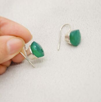 Green Onyx Sterling Silver Earrings, 7 of 8