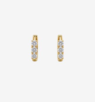 Shikaku Three Stone Huggie Hoop Earrings, 4 of 5