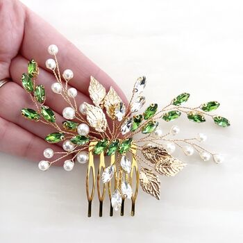 Green And Gold Hair Comb, 2 of 6