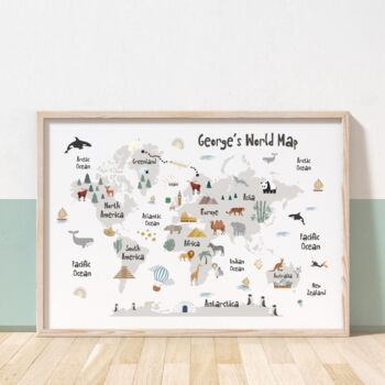 Personalised Children's World Map Print, 2 of 5