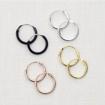 Tiny Huggie Hoops In Gold, Rose Gold, Silver, 2 of 5