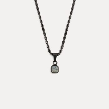 Silver Mini Moss Agate Gemstone Pendant Necklace For Men, 4 of 11