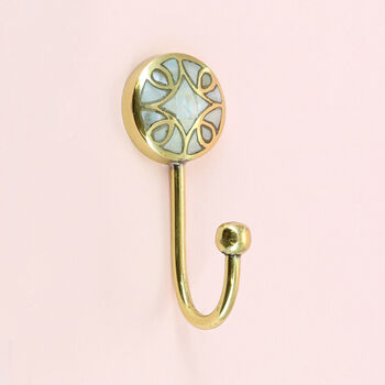 G Decor Mother Of Pearl Patterned Gold Brass Coat Hook, 3 of 11