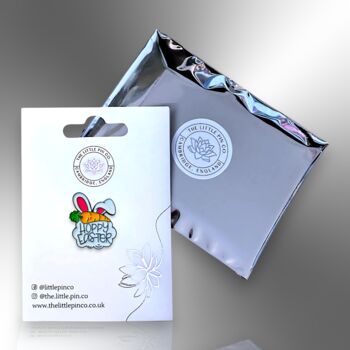 Hoppy Easter Rabbit With Carrot Enamel Pin, 5 of 8