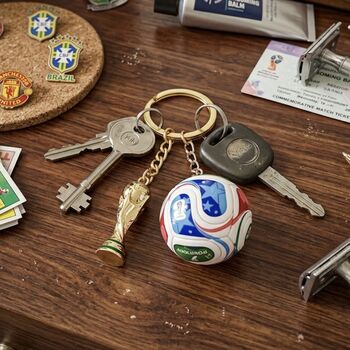 Personalised World Cup Football And Trophy Keychain, 6 of 9