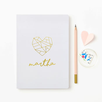 Personalised Geometric Heart Foiled Notebook, 2 of 11