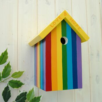 Rainbow Stripe Personalised Bird Box, 2 of 6