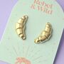 Xl Croissant Stud Earrings Hypoallergenic And Tarnish Resistant, thumbnail 3 of 5