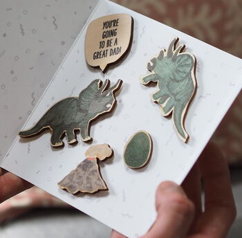 Personalised Family Dinosaur Magnets New Daddy Card, 6 of 6