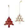 Hand Painted Wooden Christmas Trees Set Of Two, thumbnail 1 of 2