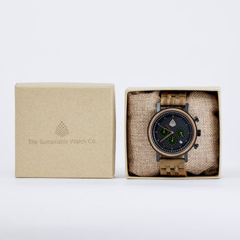 Men's Wristwatch Chronograph Sustainable Wood Watch, Gifting, 6 of 6