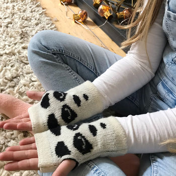 Childrens Panda Bear Fingerless Gloves, 6 of 8