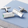 Birthstone Couples Personalised Bar Cufflinks, thumbnail 2 of 12