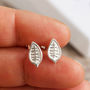 Scandi Leaf Recycled Silver Handmade Earrings, thumbnail 2 of 11