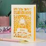 Personalised Papercut Bee Birthday Card, thumbnail 1 of 5