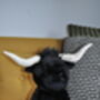 Large Black Longhorn Highland 30cm Cow Plush Toy, thumbnail 10 of 12