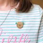 Bear Hug Turquoise Enamel Pin Badge, thumbnail 2 of 11