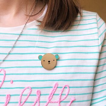 Bear Hug Turquoise Enamel Pin Badge, 2 of 11