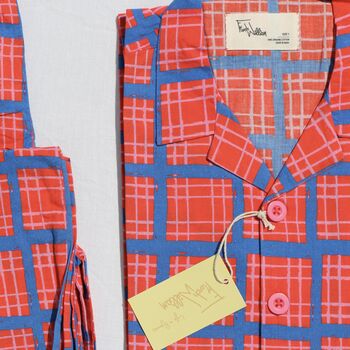 Organic Cotton Can Vibe Red Tartan Unisex Pyjama, 7 of 7
