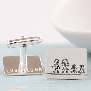 Personalised Cufflinks. Family Portrait Gift For Dad, 6 of 12