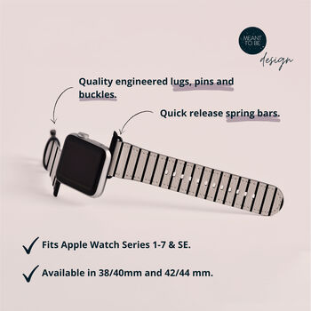 Black And White Stripes Vegan Leather Apple Watch Band, 5 of 6
