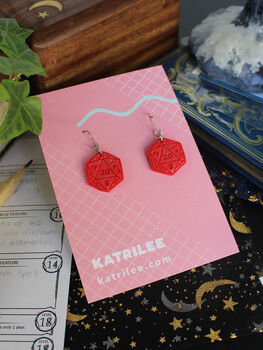 D20 Dice Stainless Steel Dangle Earrings, 3 of 8