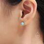 Sterling Silver 6mm White Opal Stud Earrings, thumbnail 2 of 11