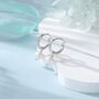 Sterling Silver Genuine Freshwater Pearl With Skinny Hoop Earrings, thumbnail 3 of 11