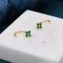 Emerald Green Cz Hydrangea Flower Huggie Hoop Earrings, thumbnail 4 of 8