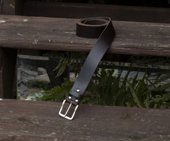 Handmade Men's English Leather Dark Brown Belt 35mm Wide, 9 of 9
