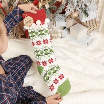 Personalised Fair Isle Knitted Christmas Stocking, 6 of 12