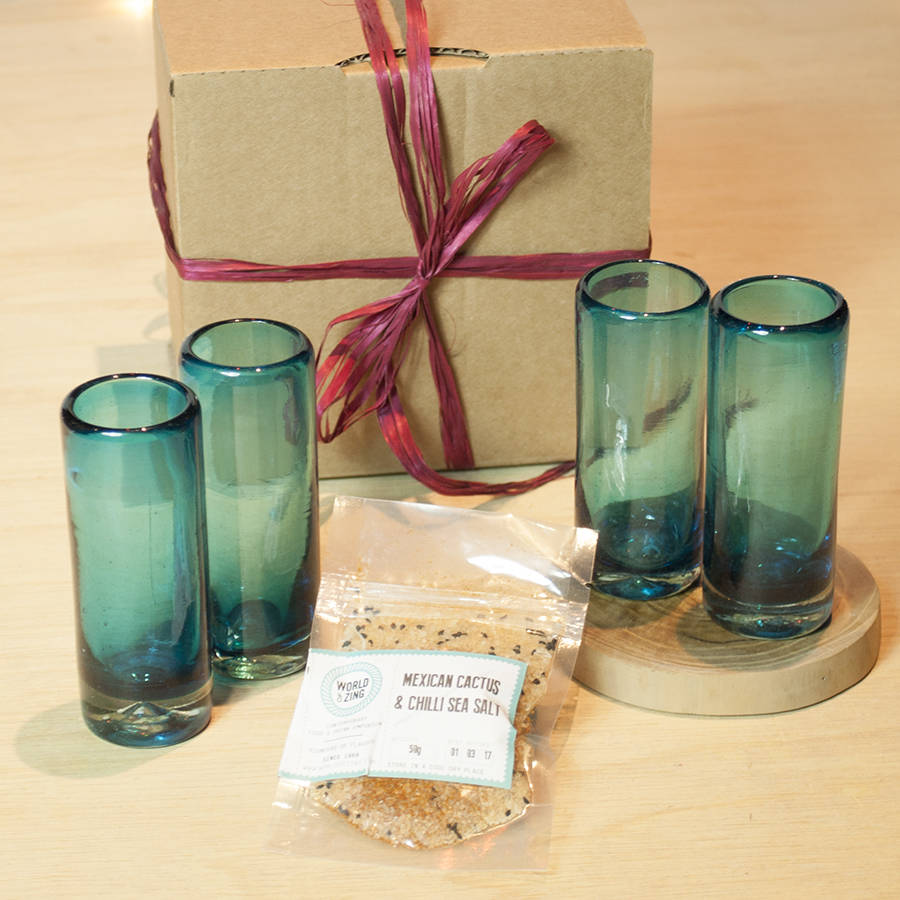 turquoise tequila gift box by bespoke barware
