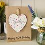 Personalised 50th Birthday Polka Dot Wooden Heart Card, thumbnail 1 of 6