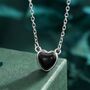 Sterling Silver Genuine Black Onyx Heart Pendant Necklace, thumbnail 1 of 12