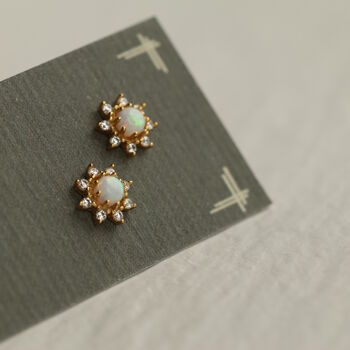 Opal Flower Stud Earrings, 2 of 7