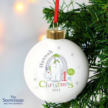 Personalised 1st Christmas The Snowman Bauble, 2 of 3