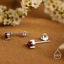 Sterling Silver Extra Tiny Genuine Garnet Droplet Stud Earrings, thumbnail 2 of 9