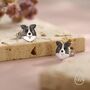 Sterling Silver Border Collie Dog Stud Earrings, thumbnail 2 of 12