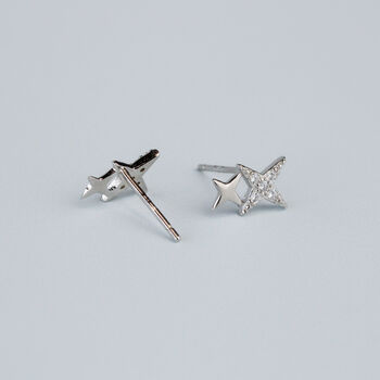 Sterling Silver Twinkling Star Stud Earrings, 4 of 6