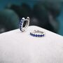 Sapphire Blue Cz Huggie Hoop Earrings Sterling Silver, thumbnail 1 of 11
